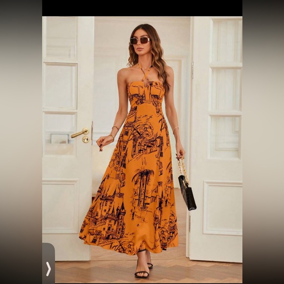 Shen summer dress S orange only wear once - Picture 5 of 7